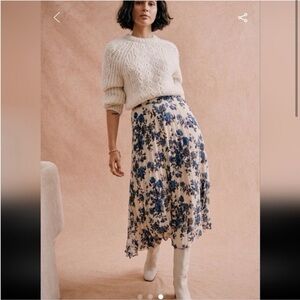 Sezane A-Line Dune Skirt in Blue Floral